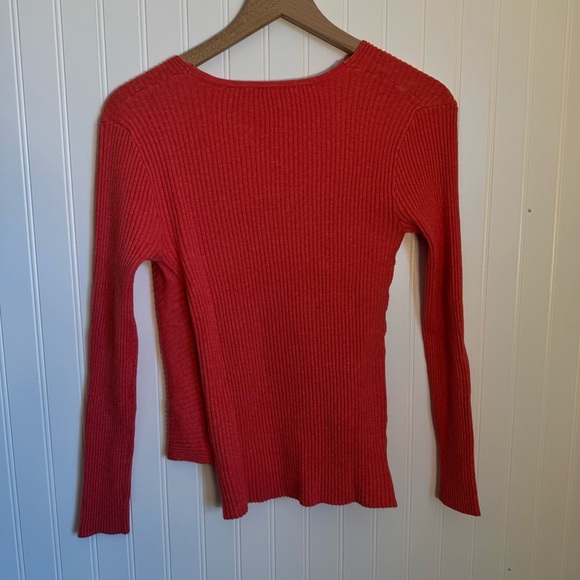 Soft Surroundings Red Ribbed Wrap Sweater Women’s Size Small - Picture 7 of 13